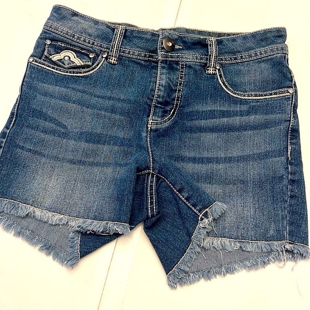 Faded Glory embellished cut off Jean shorts embroidered rhinestone